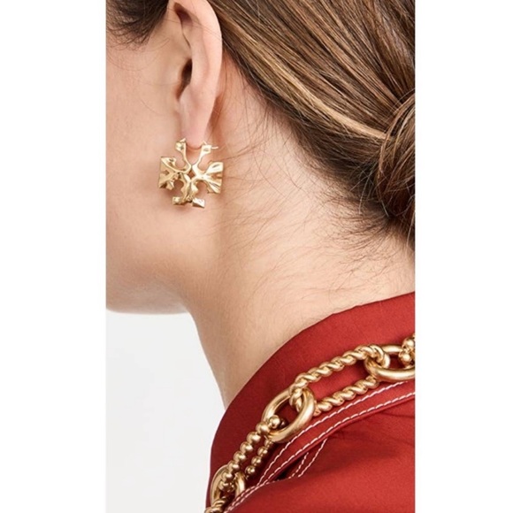 NWOT Tory Burch Gold Statement Earrings - Picture 3 of 7
